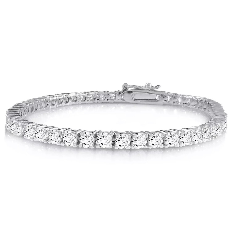 14k White Gold Finish 925 Sterling Silver Bracelet